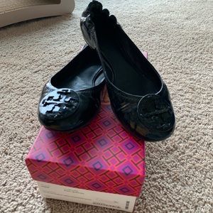 Tory Burch Black Patent Reva Flat